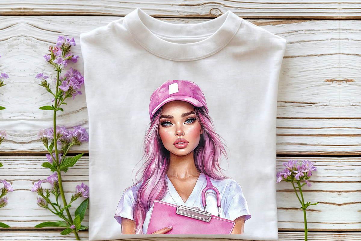 Watercolor Coquette Nurse Clipart, an Illustration by Rose Art (Photo 6 of 7)