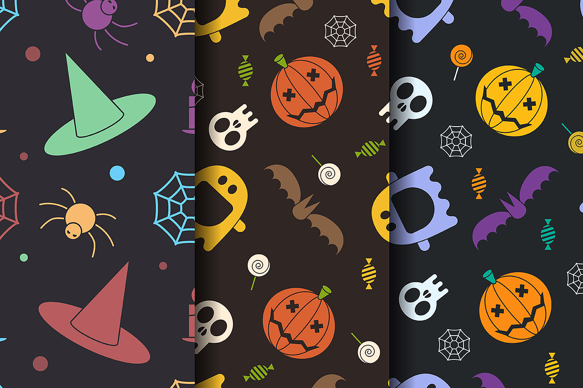 23 Halloween Seamless Patterns Pack, a Pattern Graphic by Alex Krugli (Photo 3 of 9)