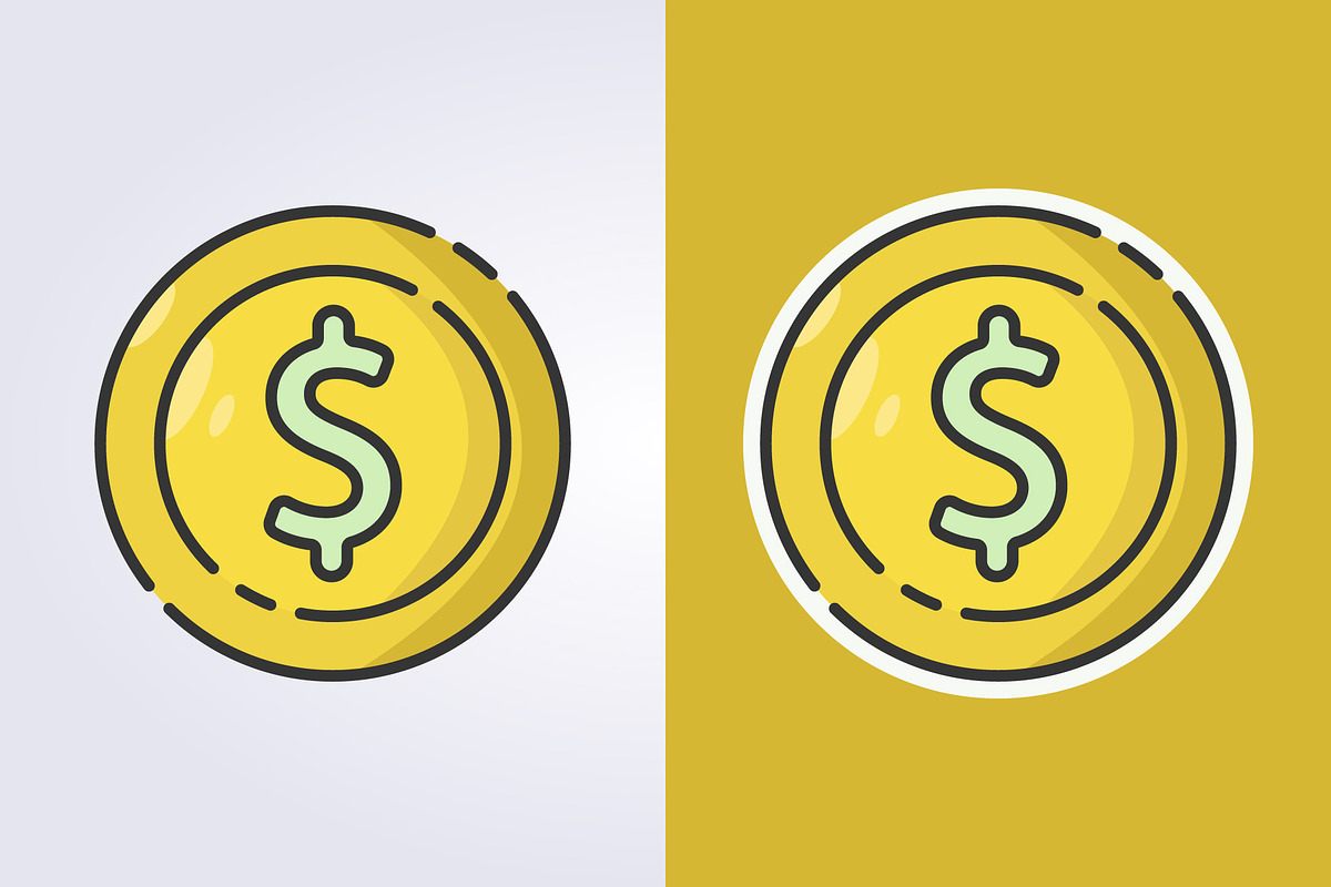 colored outline dollar coin icon, a Branding & Logo Template by Lodzrov