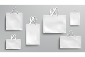 Paper Shopping Bags Mockup, White