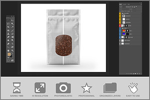 Coffee Bag Packaging Mockup PSD