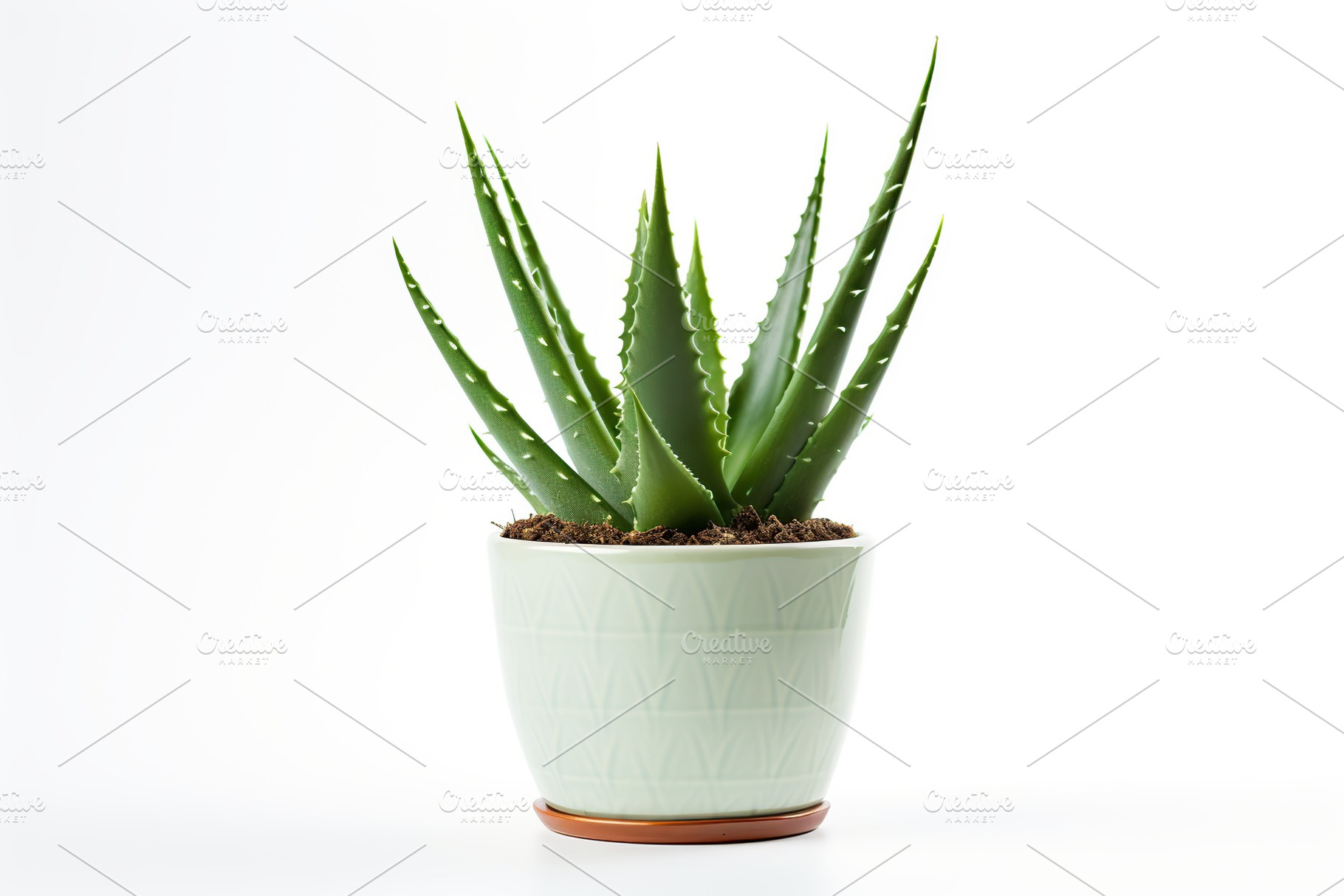 Aloe vera in pot isolated on white background, a Nature Photo by AlyaAnd