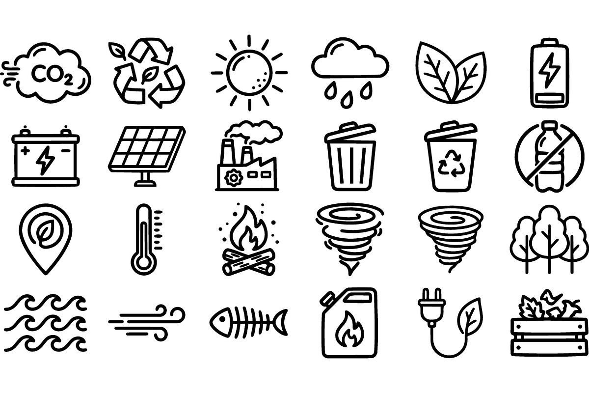 Eco Friendly Line Icon Set, an Illustration by designvectx (Photo 2 of 3)