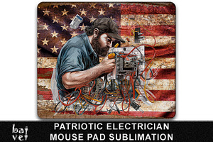 Patriotic Electrician Mouse Pad PNG