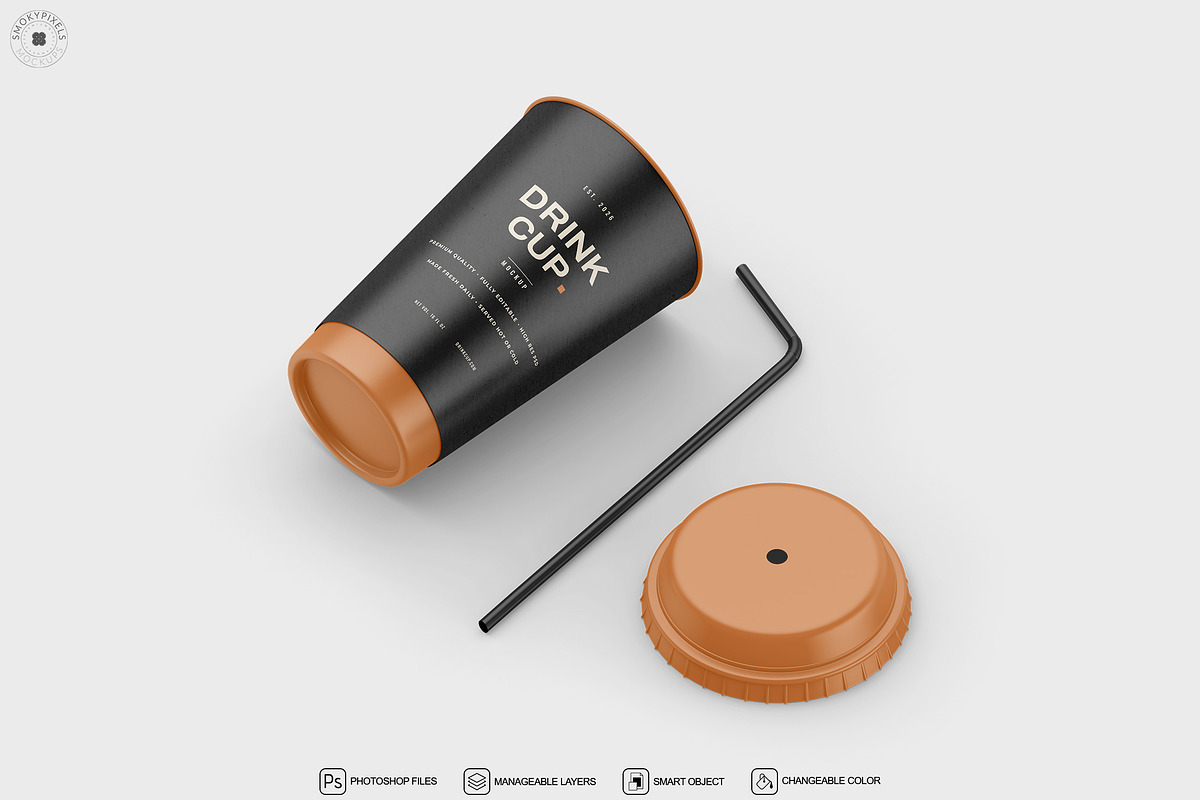 Paper Drink Cup Mockup Set, a Cups & Container Mockup by SmokyPixels (Photo 5 of 5)