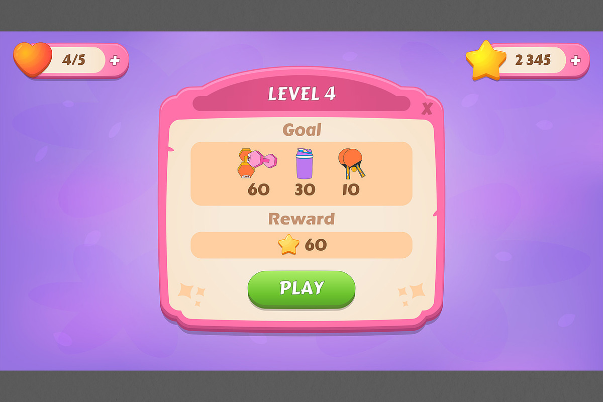 Pink GUI pack, casual, an UI Kit Template by KartInnka (Photo 10 of 15)