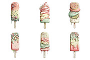 Whimsical Summer Ice Cream Clipart, an Illustration by designcity5 (Thumbnail 3 of 5)