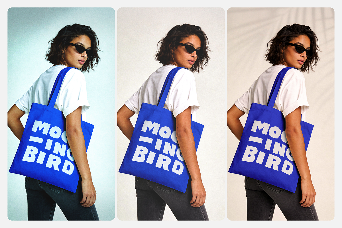 Young woman wearing canvas tote bag, a Merchandise Mockup by Mockingbird (Photo 4 of 6)