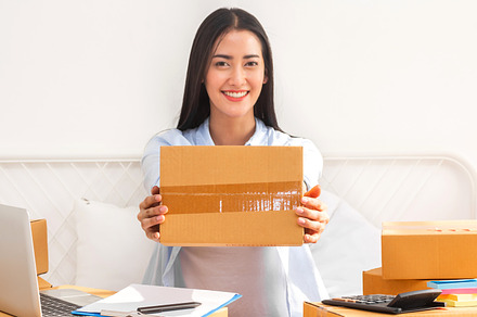 Young smiling beauty owner asian woman freelancer sme business o, a Person Photo by Art_Photo
