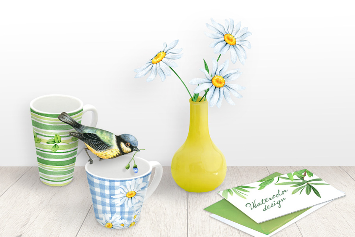 30% OFF! Watercolor Flowers and Bird, a Texture Illustration by Eva Katerina (Photo 6 of 8)