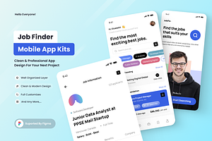 JobFin - Job Finder UI Mobile Apps, an UI Kit Template by SquidPixey