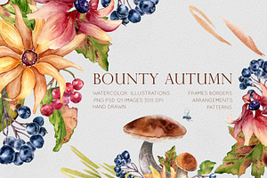 Autumn flowers watercolor clipart
