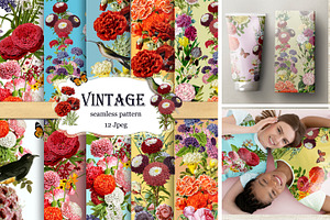 Vintage summer Seamless Patterns
