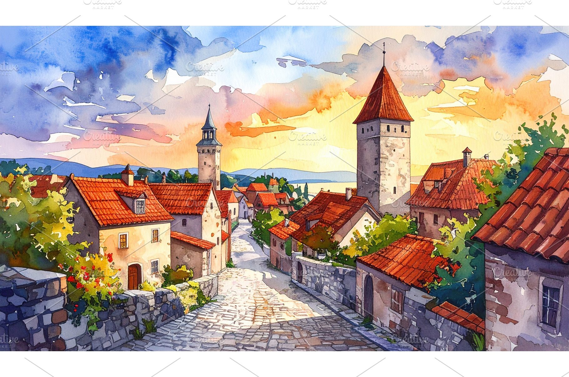 Colorful old town street evoking, a Nature Photo by Igor Tichonow