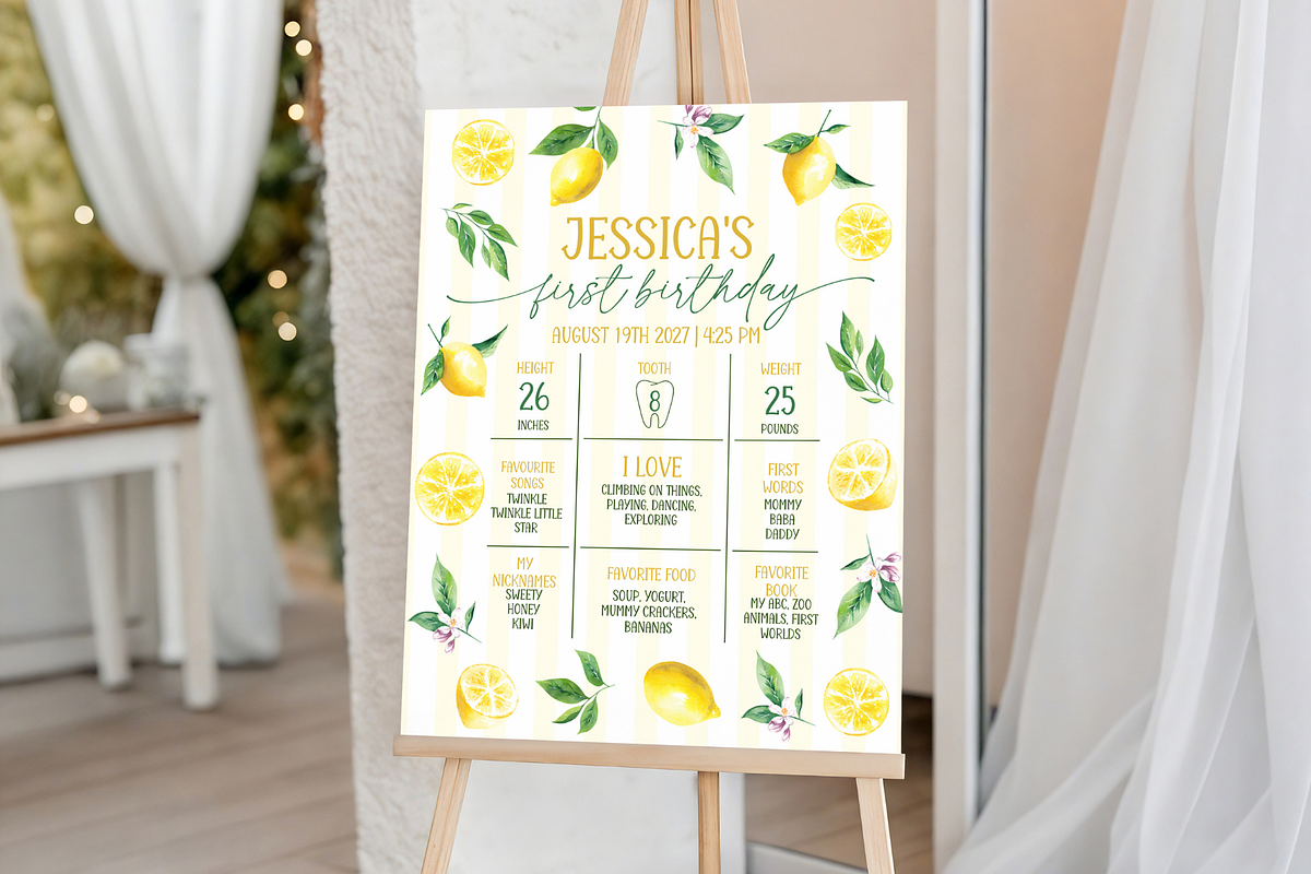 Sweet One Lemon Birthday Bundle, a Stationery Template by Digital_Mind (Photo 7 of 8)