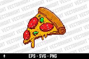 Pixel art pizza slice, a Food Illustration by Vectorhight