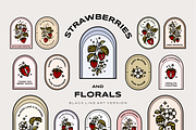 Vintage Strawberry & Floral Logo, an Object Graphic by Artflorara (Thumbnail 6 of 13)
