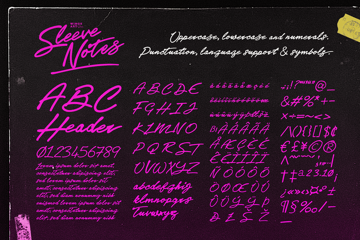 Sleeve Notes: Analogue Script Font