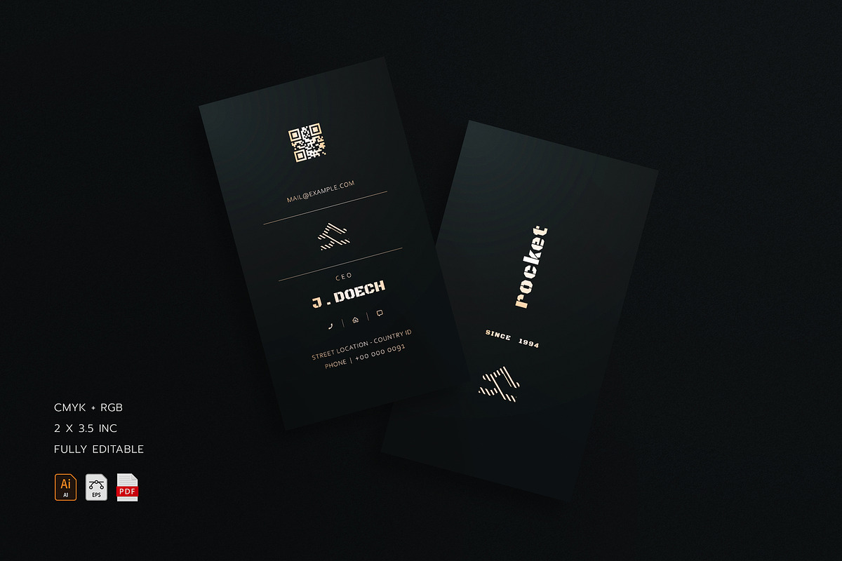 5 in 1 Vertical Luxury Business Card, a Business Card Template by Ctrl space studio (Photo 1 of 6)