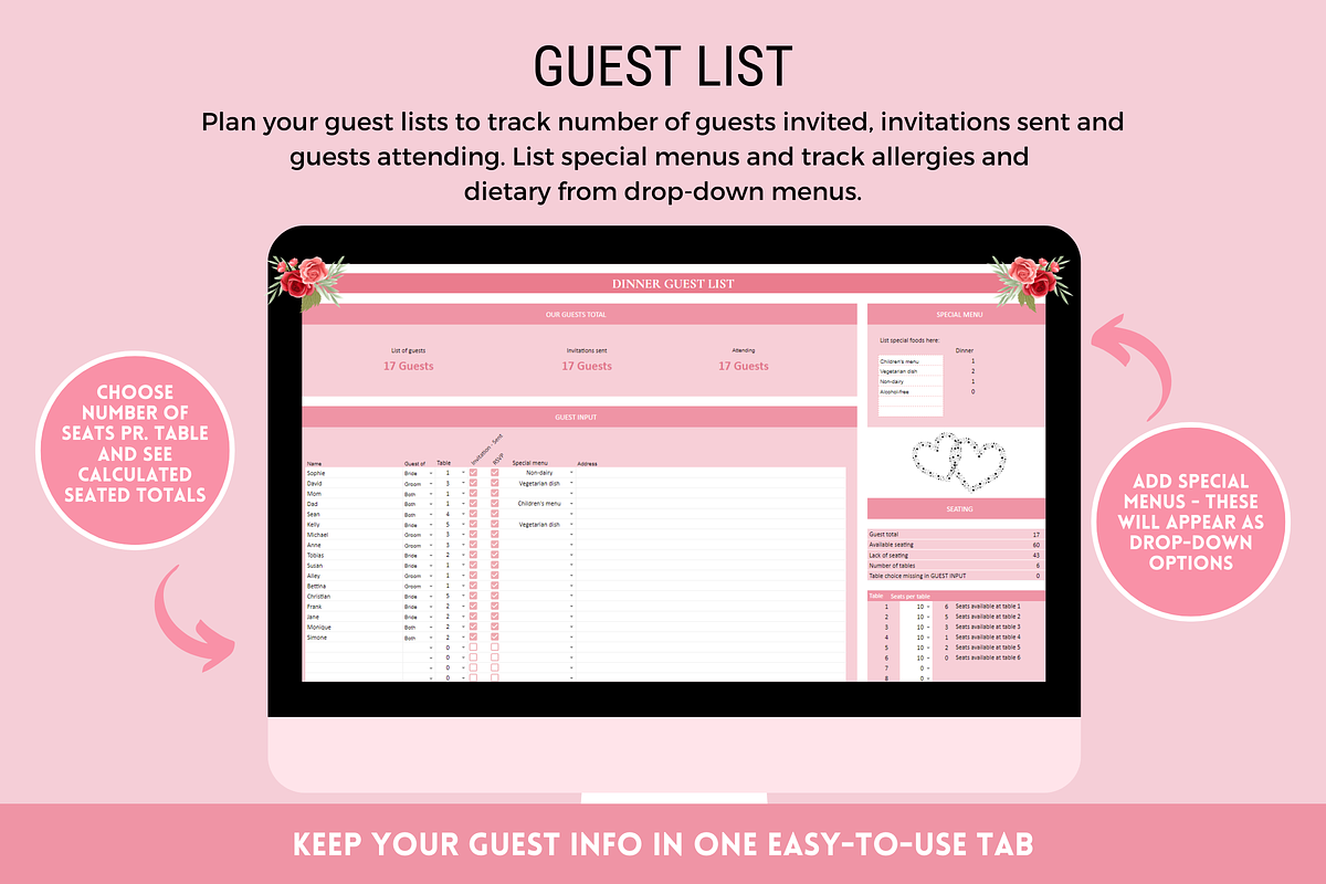 Wedding Planner Spreadsheet, a Templates & Theme by SunshineStudioBoutique (Photo 6 of 10)