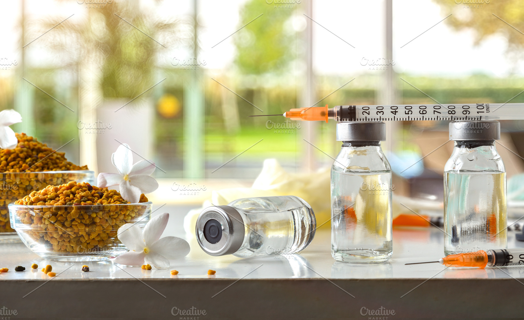 Pollen allergy vaccine on the terrace of a house, a Health & Medical Photo by Davizro's Market