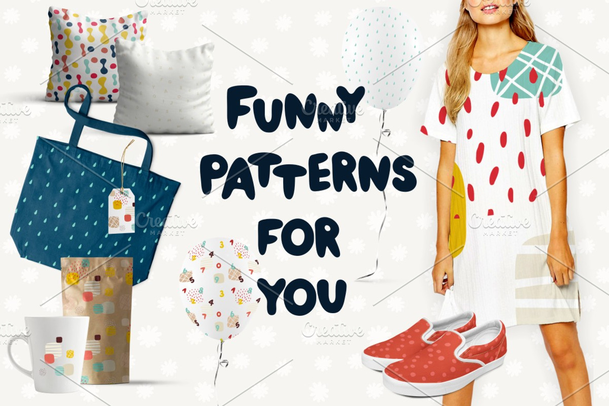 45 funny seamless patterns, a Pattern Graphic by Svetlana Loseva (Photo 1 of 4)
