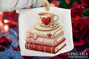 Crochet Books And Coffee Png, an Illustration by Canvas Craft