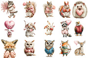 Valentines Woodland Animal Clipart, an Illustration by DreamArtGraphic (Thumbnail 3 of 3)