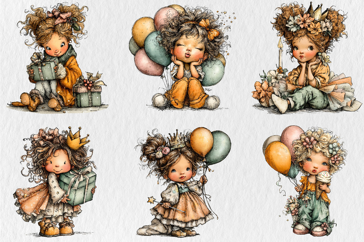 Funny Birthday Girl Clipart, a Seasonal Illustration by Rose Art (Photo 2 of 6)