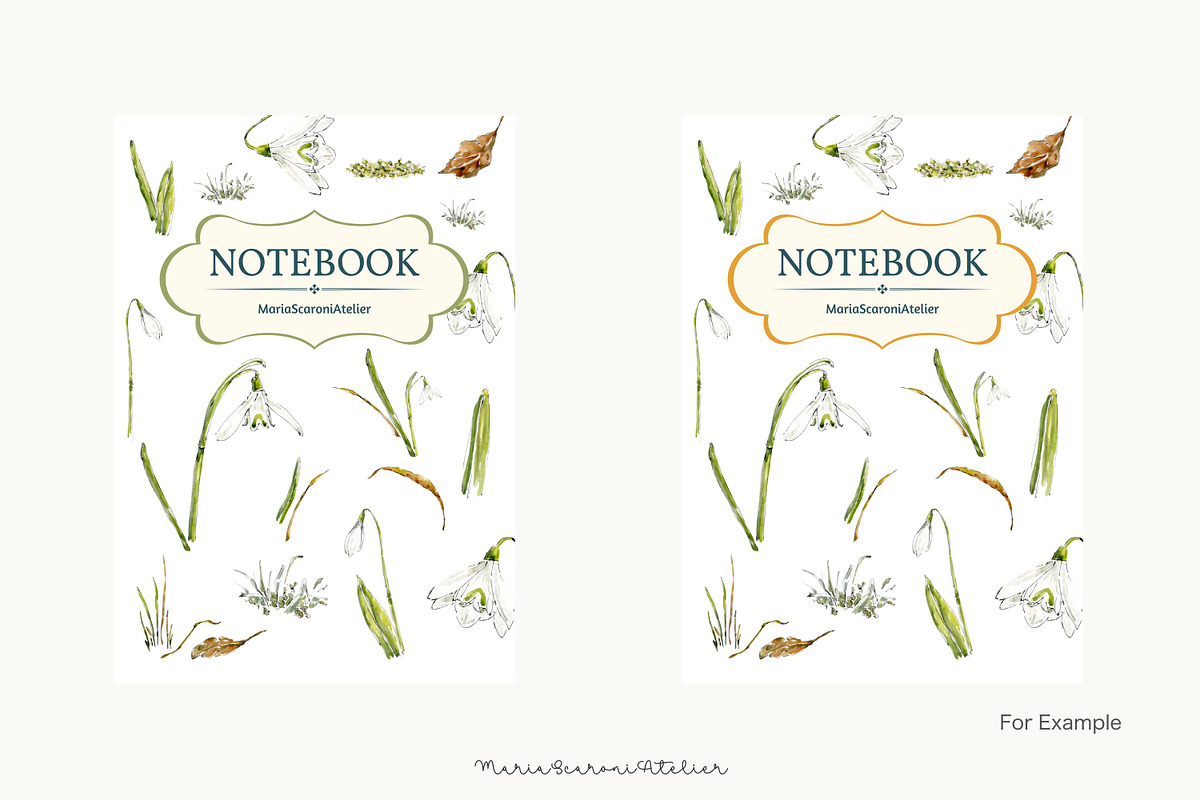 Snowdrop Watercolor Clipart Set, a Decorative Illustration by MariaScaroniAtelier (Photo 4 of 7)