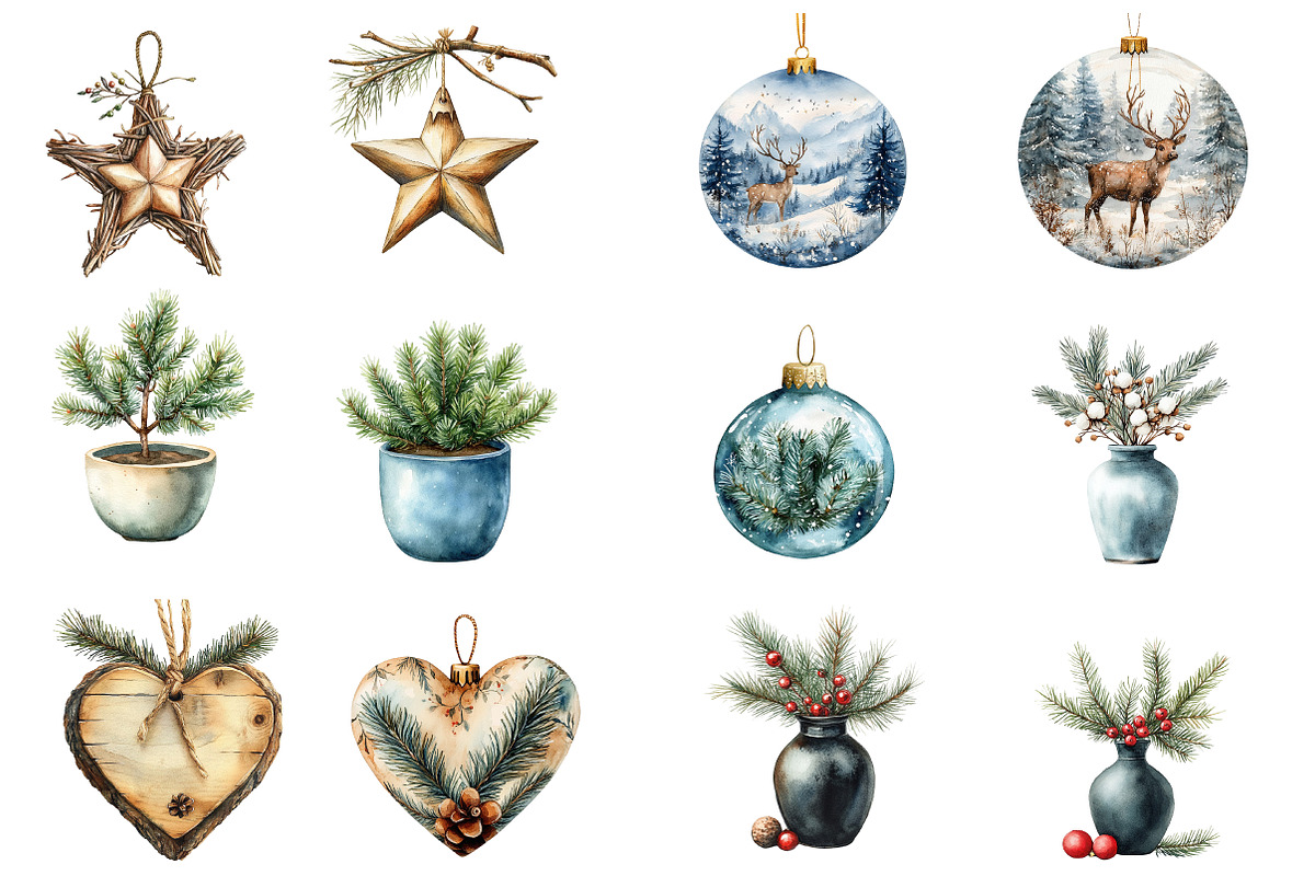 Boho Christmas clipart, an Illustration by Designworld (Photo 3 of 6)