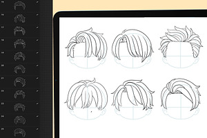 120 Procreate Hair Stamps Brushes