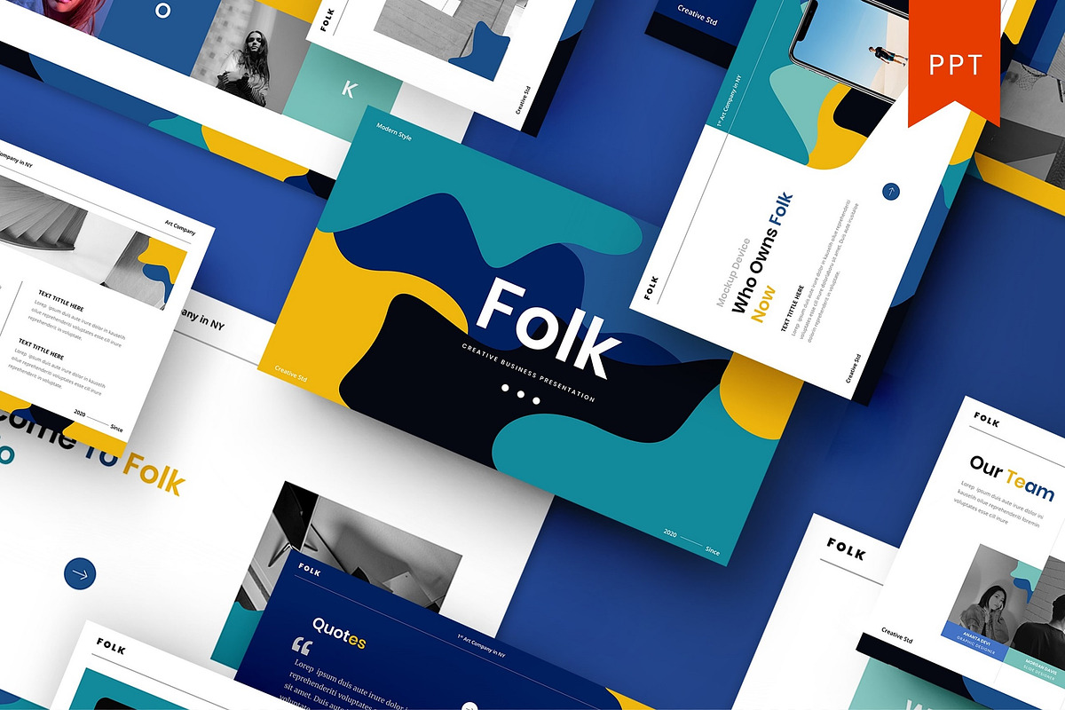 Folk – Creative Business PowerPoint, a Presentation Template by Dens Creative Studio (Photo 1 of 6)