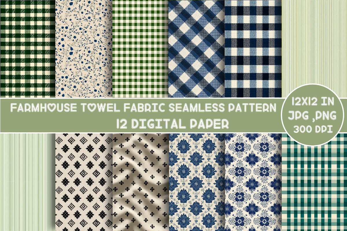 Farmhouse Towel Fabric Seamless, an Illustration by Designking (Photo 1 of 4)