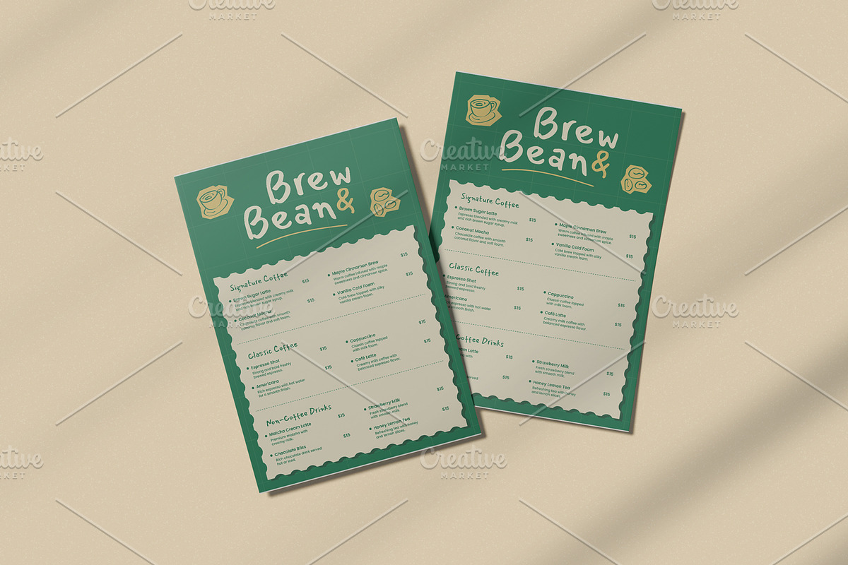 Brew Bean & Signature Drinks Menu, a Poster Template by Izdihaar_Studio (Photo 3 of 3)