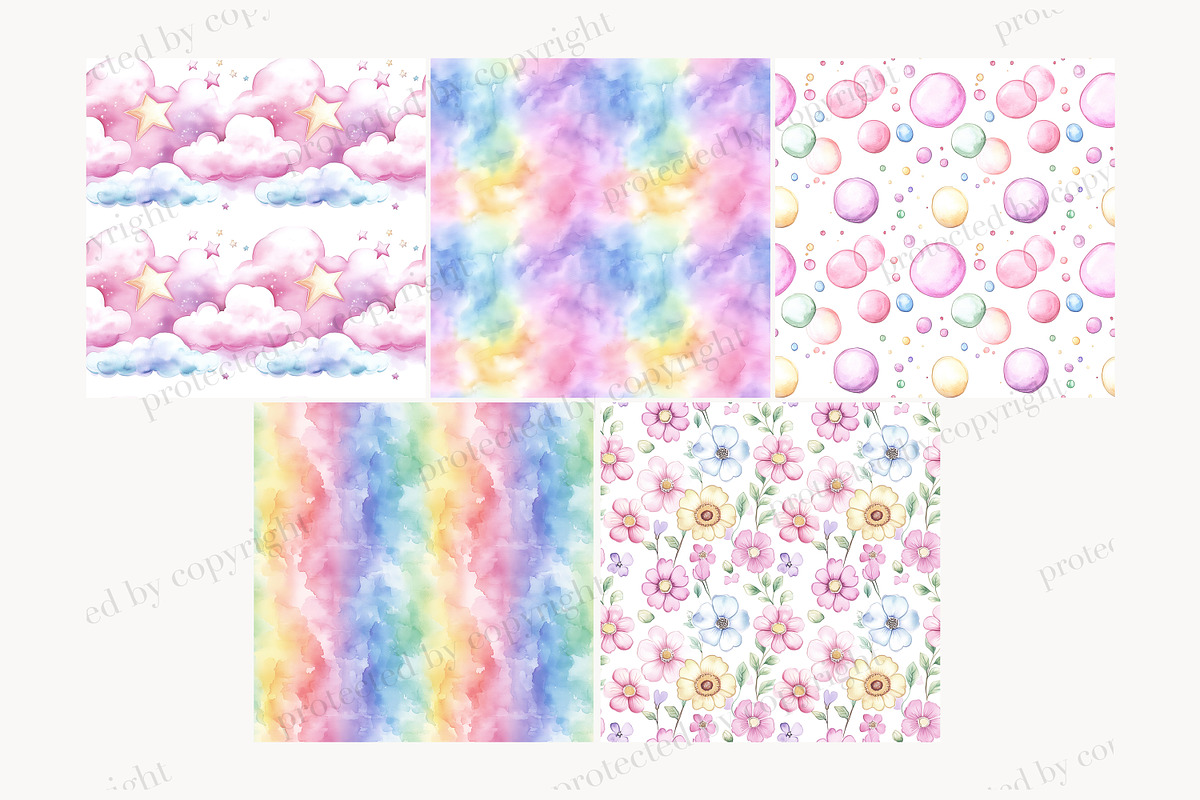 Rainbow Unicorn Digital Paper, a Pattern Graphic by GlamArtZhanna (Photo 3 of 4)