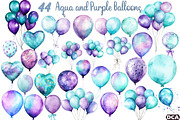 Aqua and Purple Balloons Clipart, an Illustration by DreamCafeArt (Thumbnail 1 of 7)