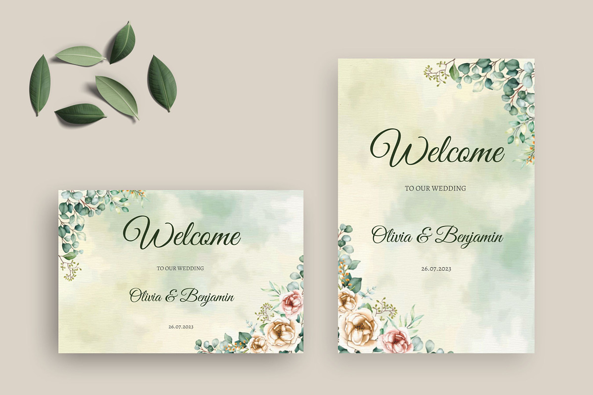 Greenery Wedding invite Set Canva, an Invitation Template by Aks-Designs (Photo 3 of 6)