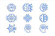 Artificial Intelligence Icons Set, an Outline Icon by Vectorium Studio (Thumbnail 1 of 2)
