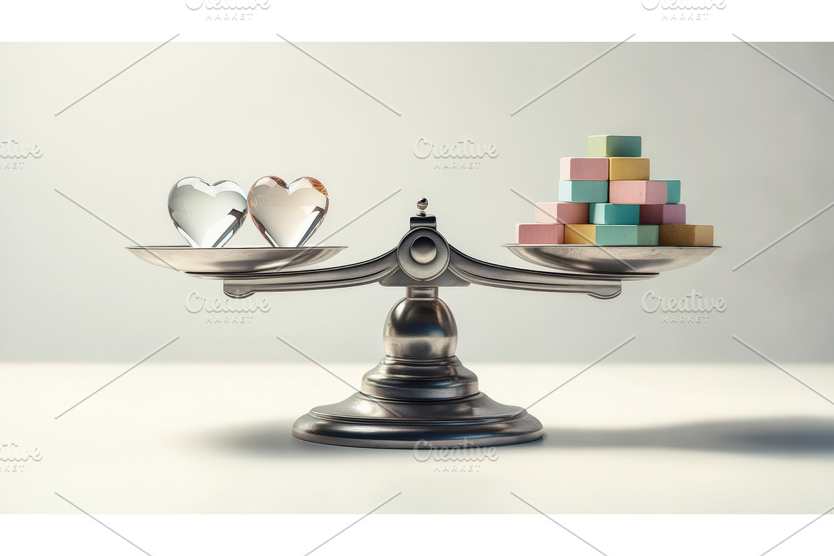 Vintage balance scale with glass, an Illustration by tilialucida