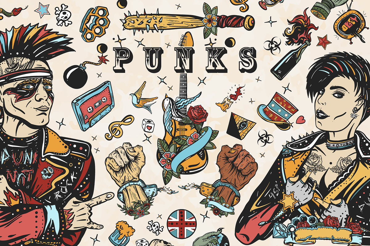 Punks old school tattoo, a Background Graphic by intueri (Photo 1 of 7)