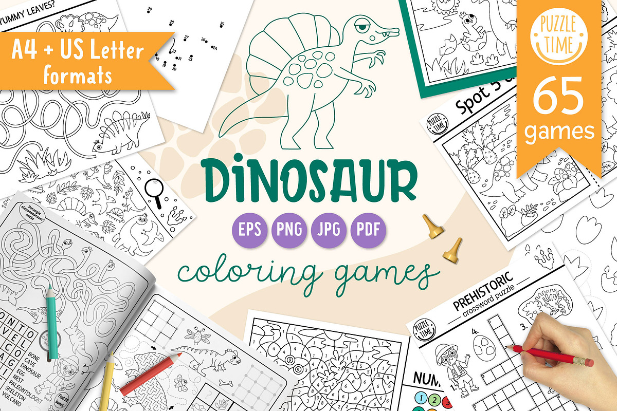 Dinosaur coloring games for kids, an Education Illustration by Lexi Claus (Photo 1 of 17)