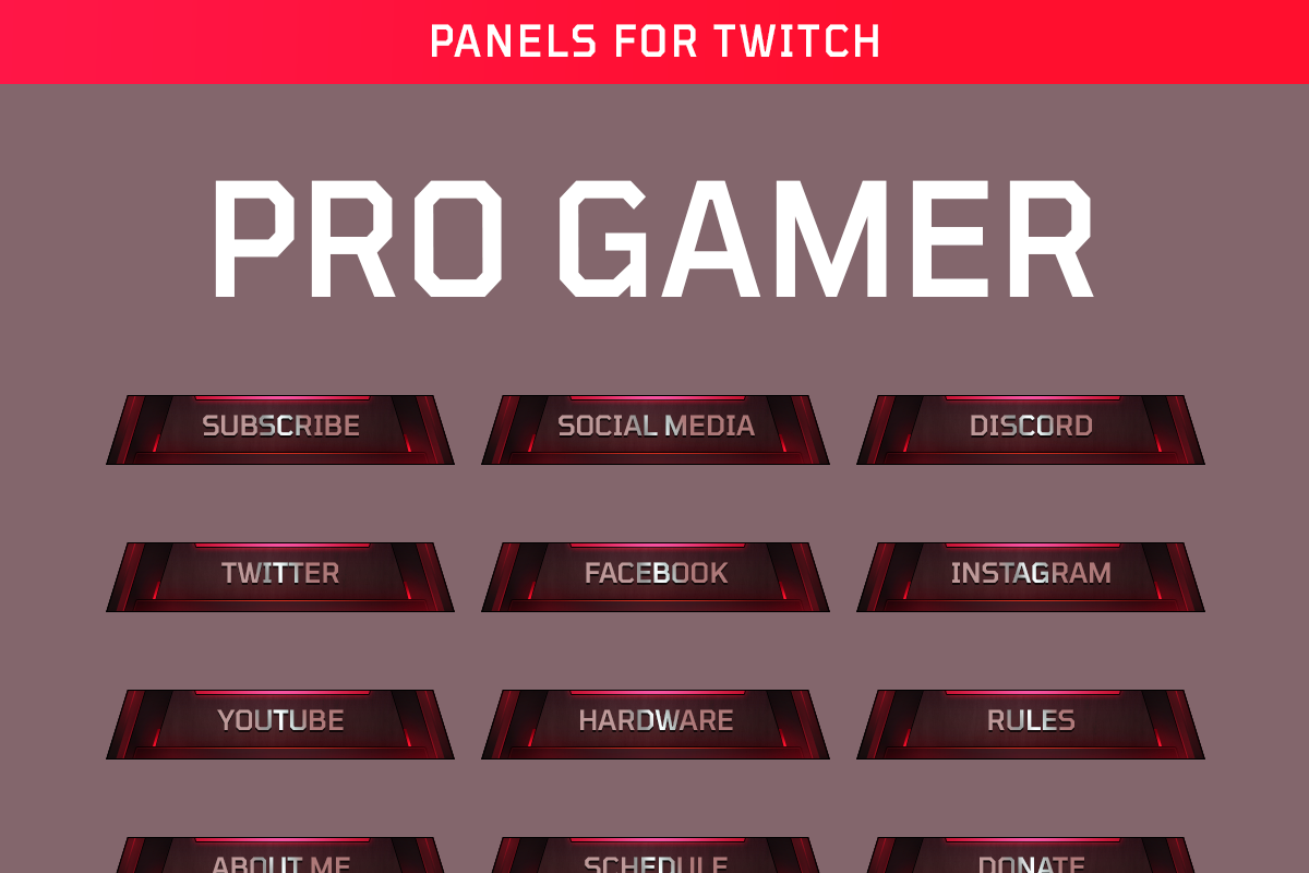 Pro Gamer Twitch Panels - 5 Colors, an Object Graphic by Gear Store (Photo 2 of 5)