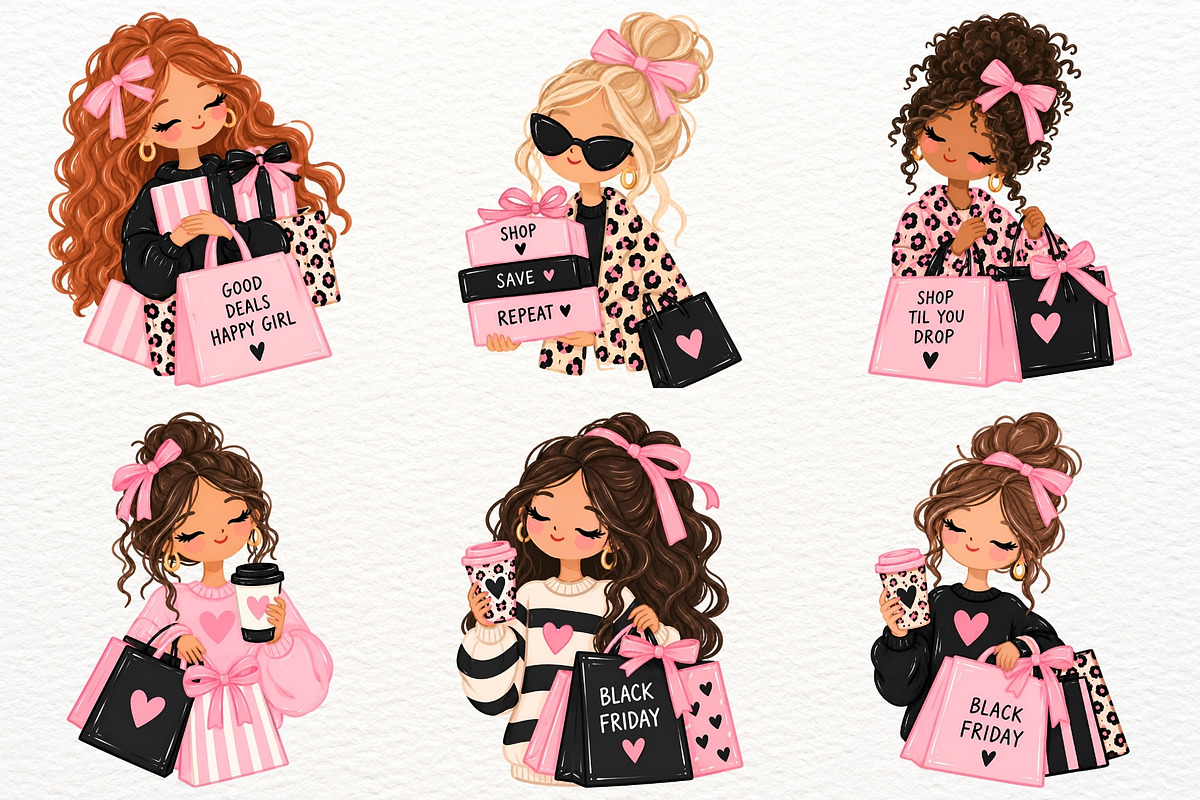 Black Friday Clipart Girly PNG Sale, a Seasonal Illustration by SugarCloudStudioArt (Photo 3 of 6)