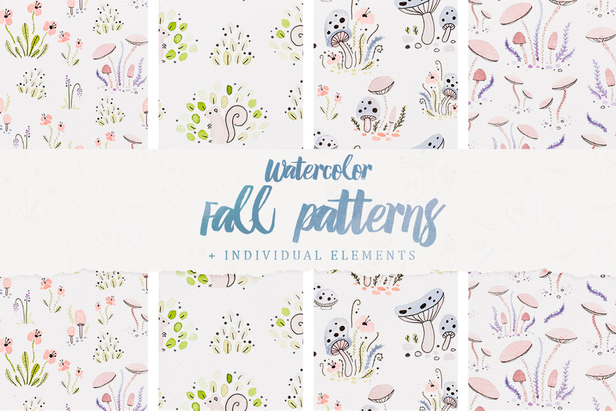 Watercolor Fall Patterns, a Pattern Graphic by Petite Salade (Photo 1 of 6)