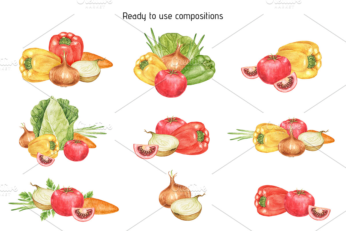 Vegetables Watercolor Clipart, a Food Illustration by Eves_Aquadreams (Photo 3 of 11)