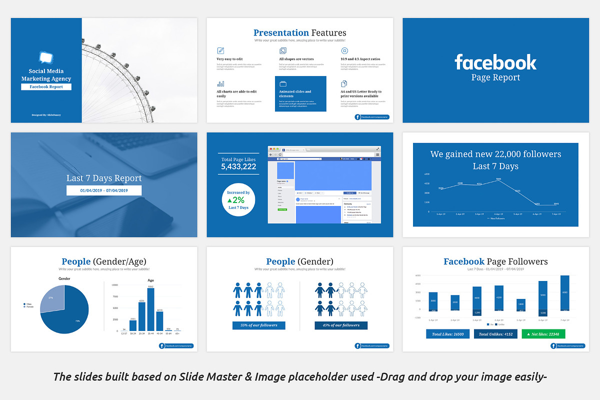 Facebook Report Keynote Template, a Presentation Template by SlideBunny (Photo 6 of 11)