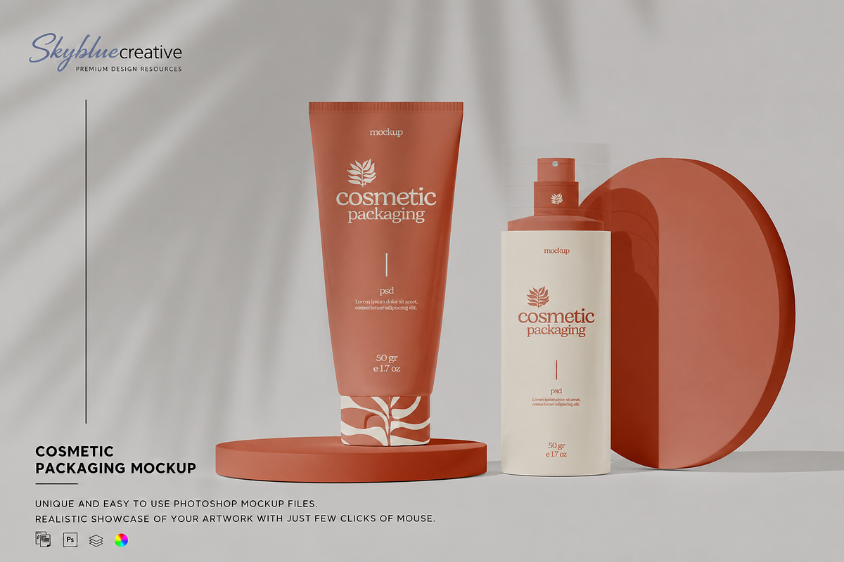 Cosmetic Creams Mockup, an Advertising Mockup by skybluecreative (Photo 1 of 2)