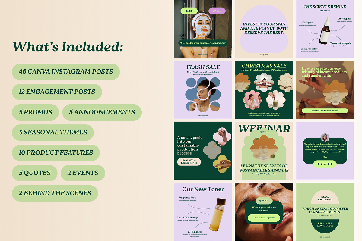 Dewy Skin Instagram Templates, a Social Media Template by Luna Studio (Photo 2 of 7)