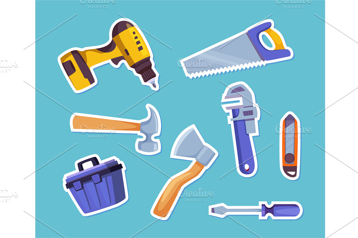 Work tools. sticky colored tools, an Illustration by Onyx